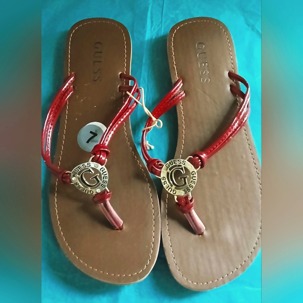Guess Womens Red Sandals Size 7